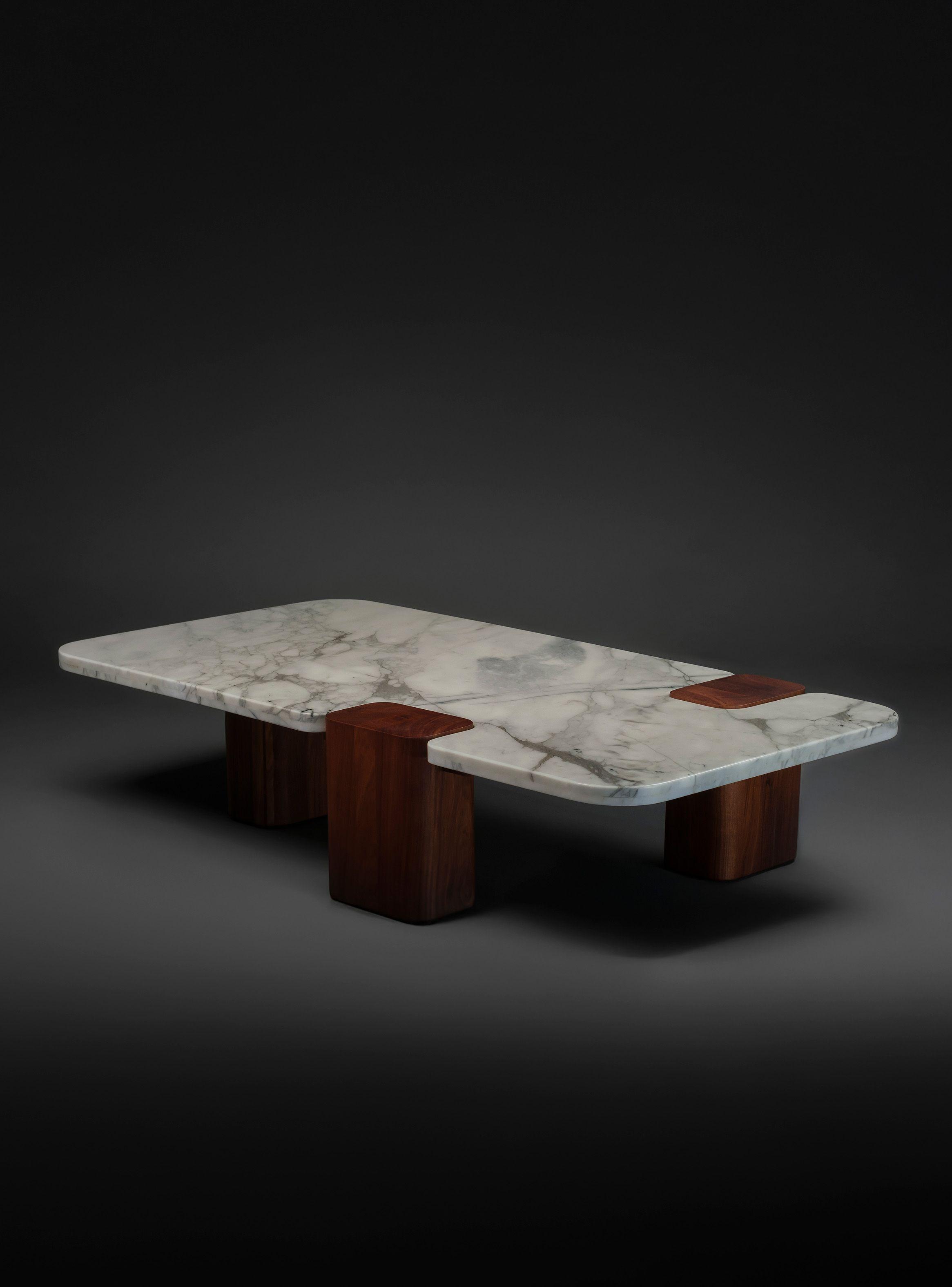 Mesa de centro de madera y mármol Milano-2