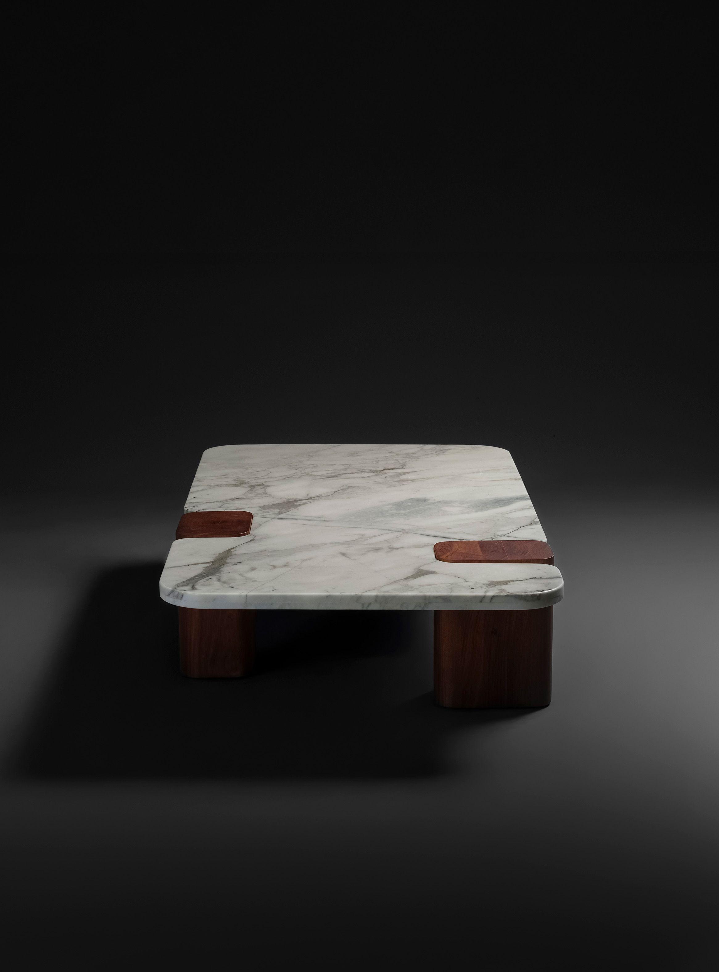 Mesa de centro de madera y mármol Milano-3