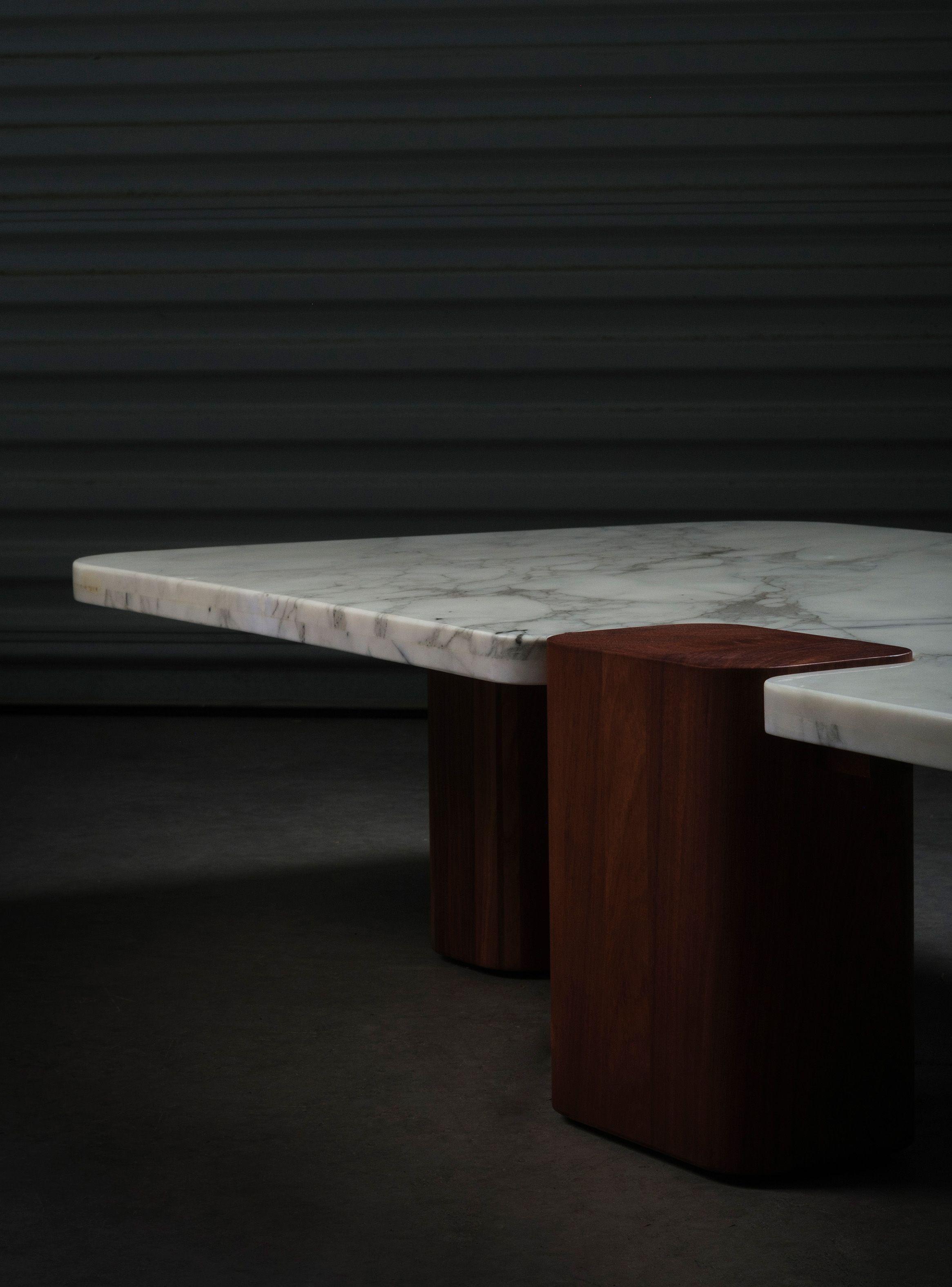 Mesa de centro de madera y mármol Milano-5