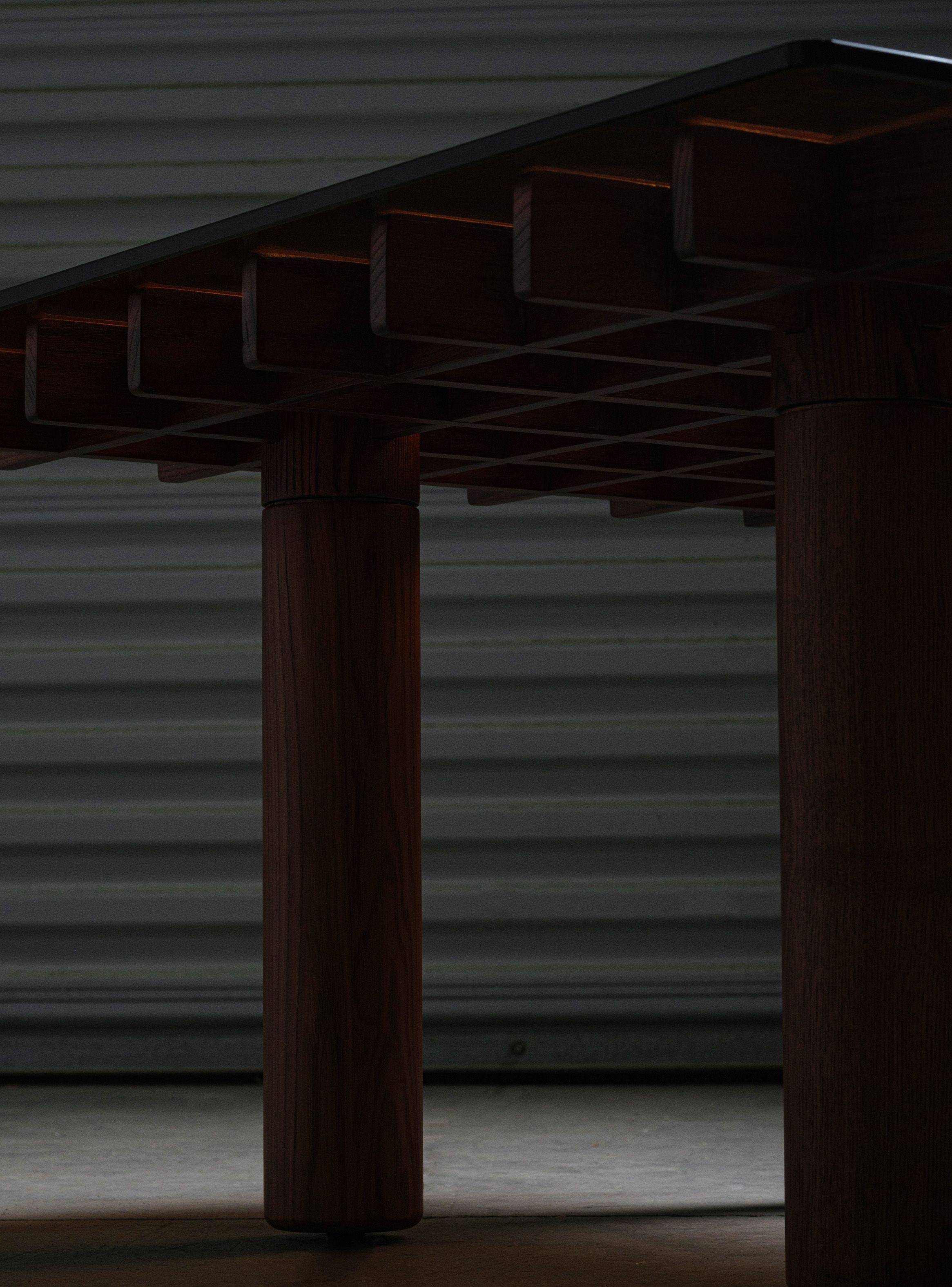 Mesa de centro de madera de palo de rosa y vidrio Lennon-4