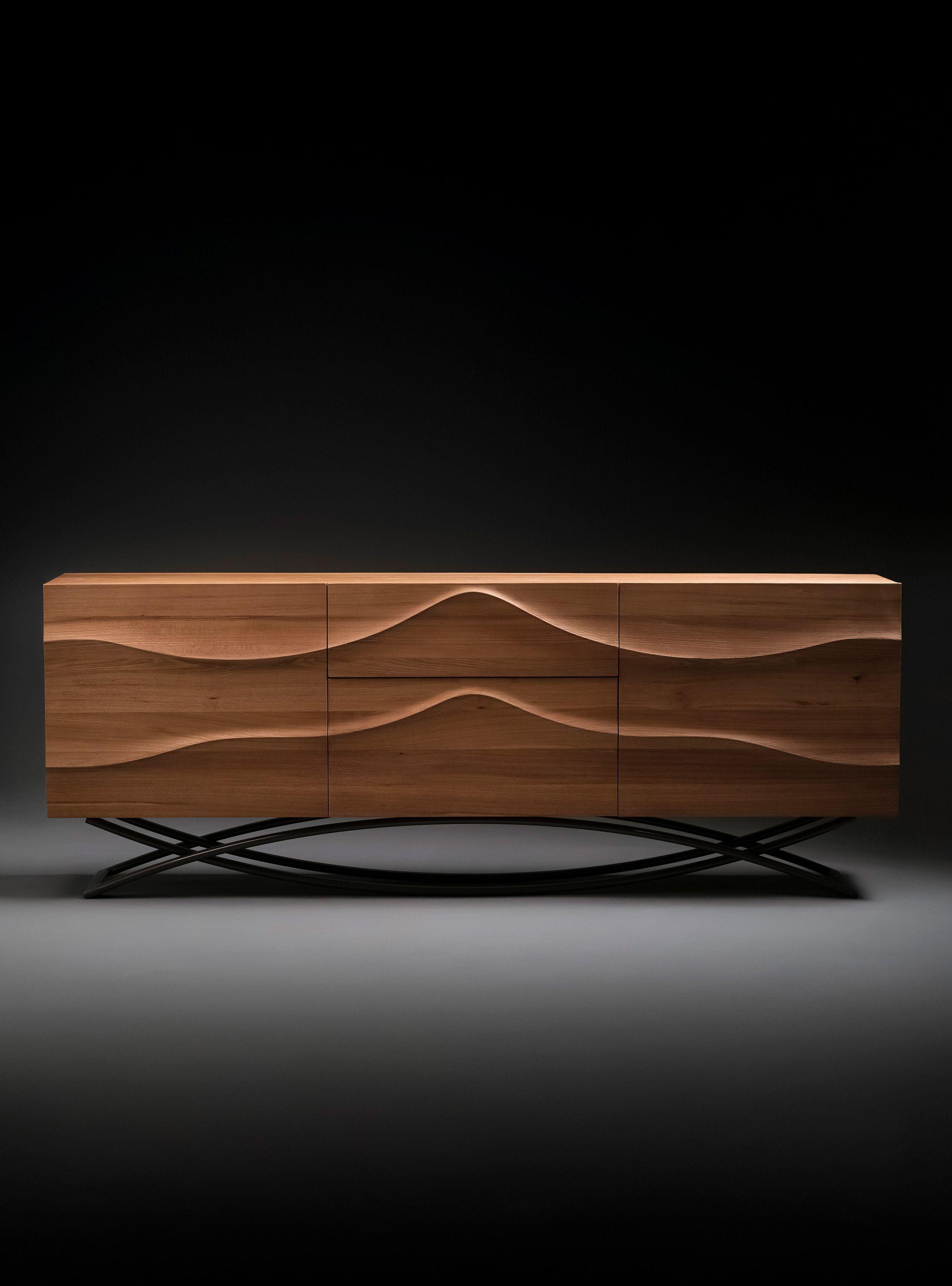 Arrimo de madera de olmo y acero Luxe-2