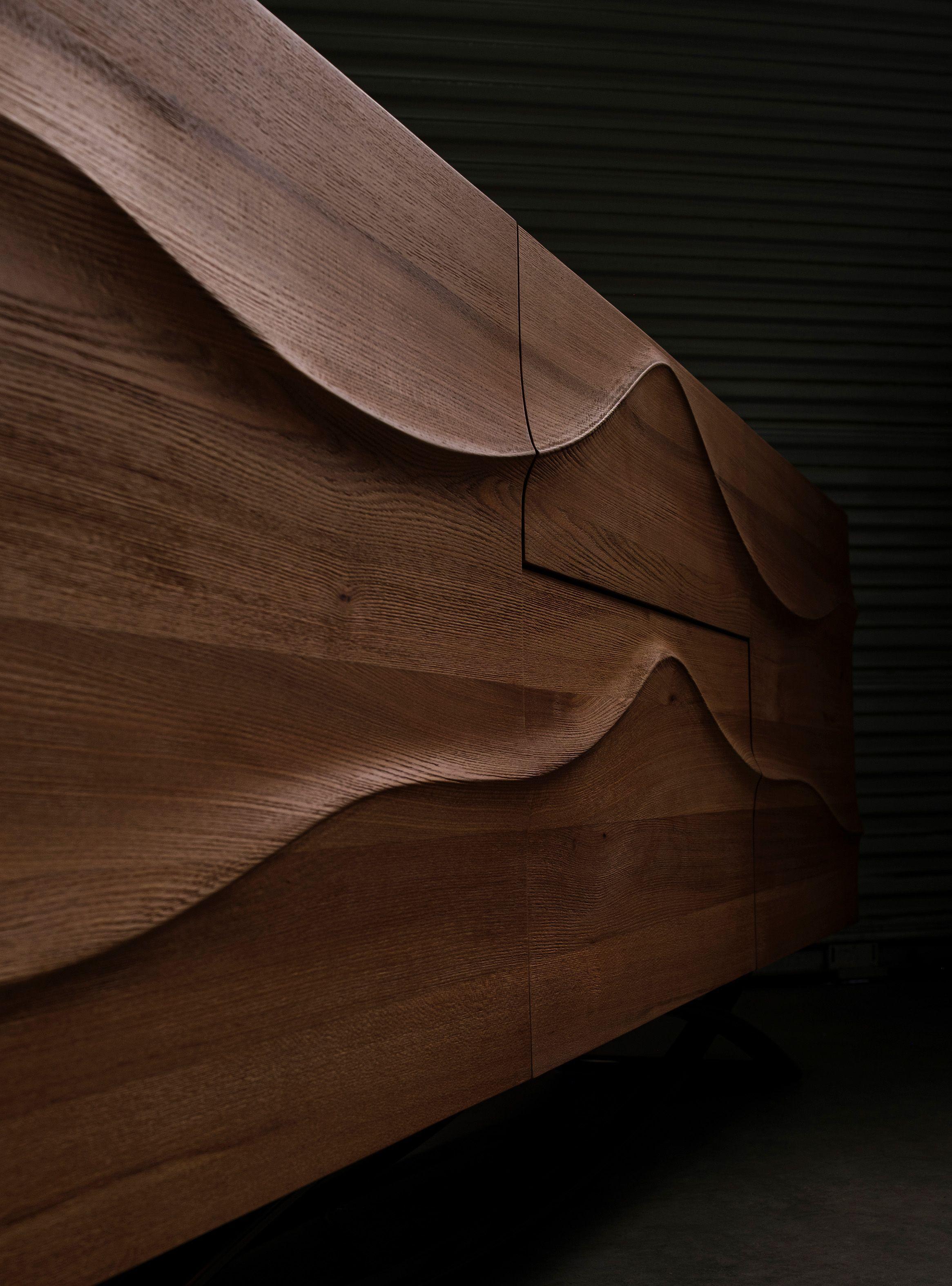 Arrimo de madera de olmo y acero Luxe-3