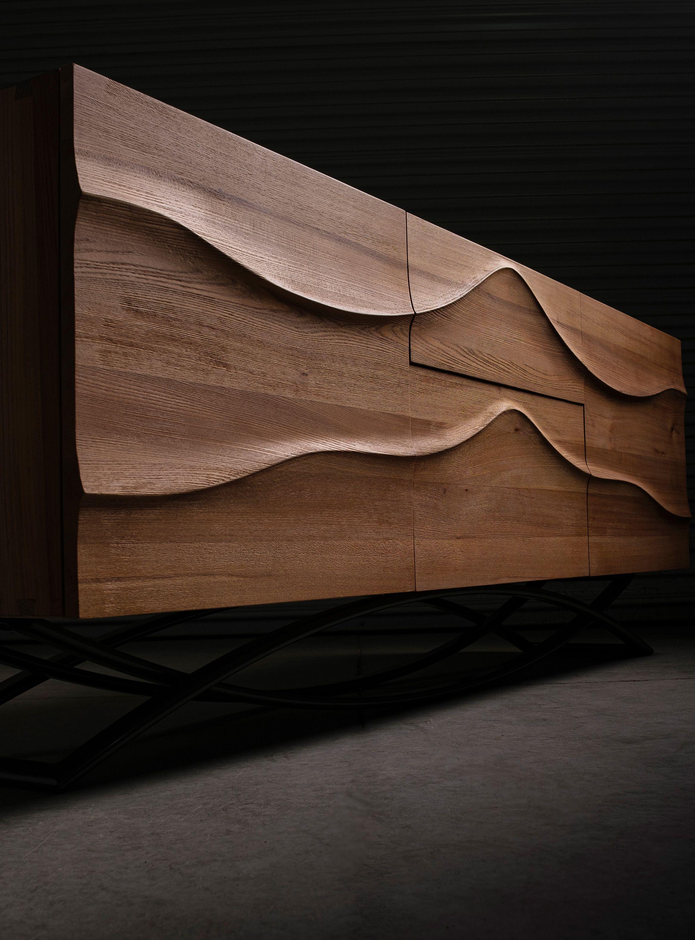 Arrimo de madera de olmo y acero Luxe-5