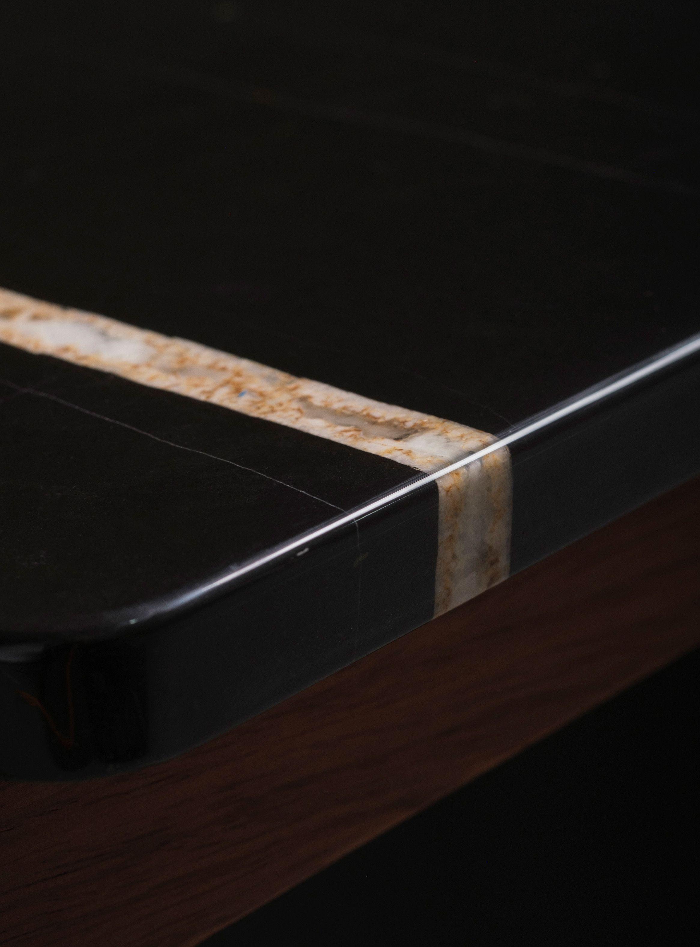Mesa de centro en madera de palo de rosa y mármol Reese-5
