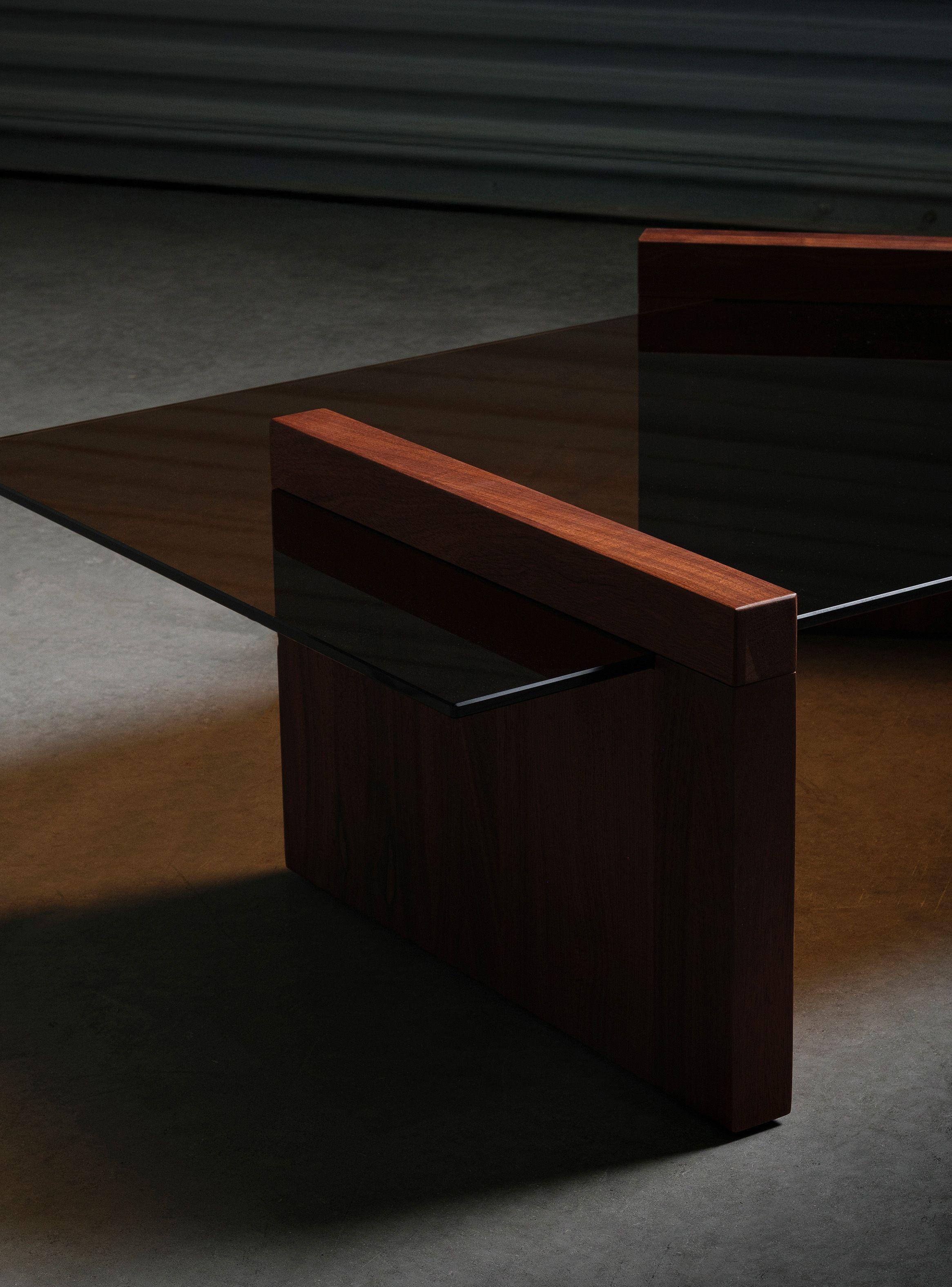 Mesa de centro de madera de palo de rosa y vidrio River-5