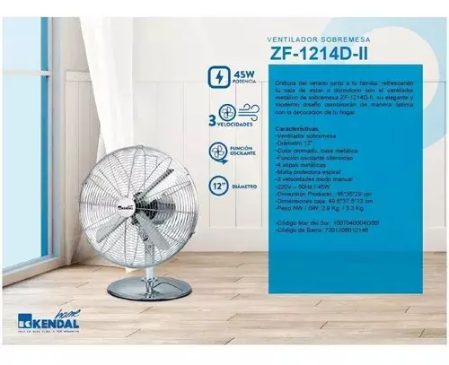 Ventilador Kendal sobremesa 12" metal-4