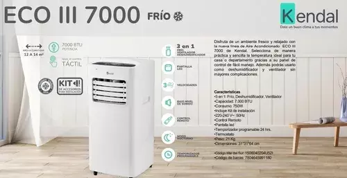 Aire Acondidionado Kendal Portatil 7000 BTU-2