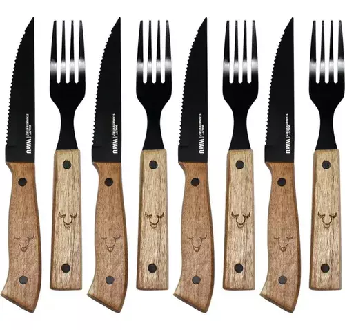 Set Parrilla 4 Tablas 40cm + Tenedor Cuchillo W02-3
