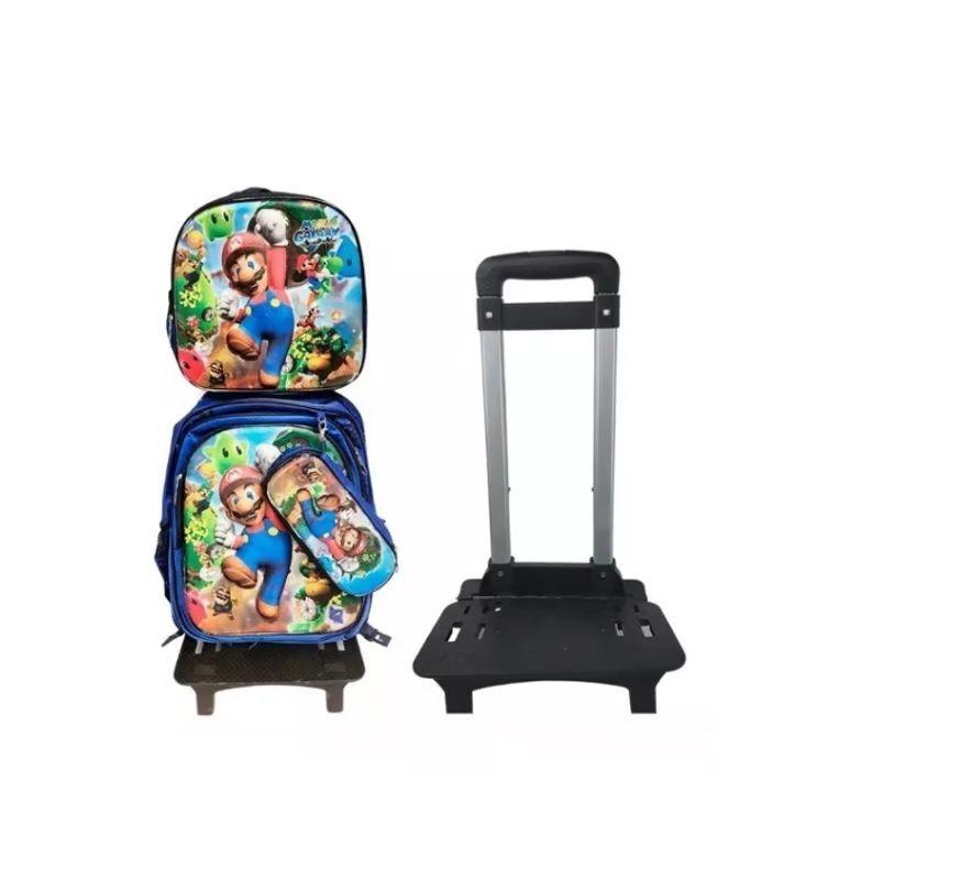 Pack Mochila Ruedas Lonchera Estuche Mario Galaxy -0