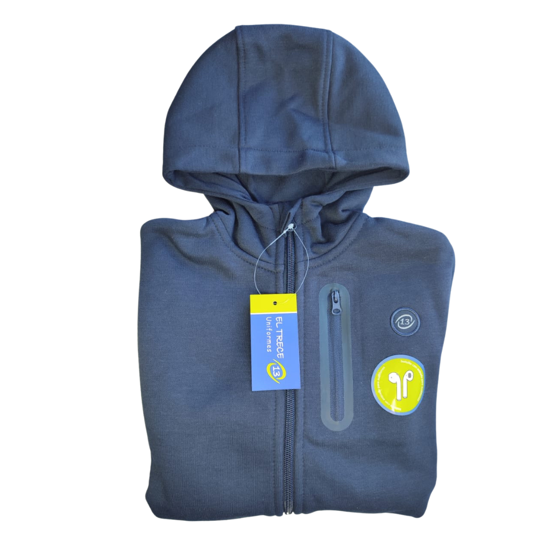 Polerón Escolar Con Gorro Niño Azul-3