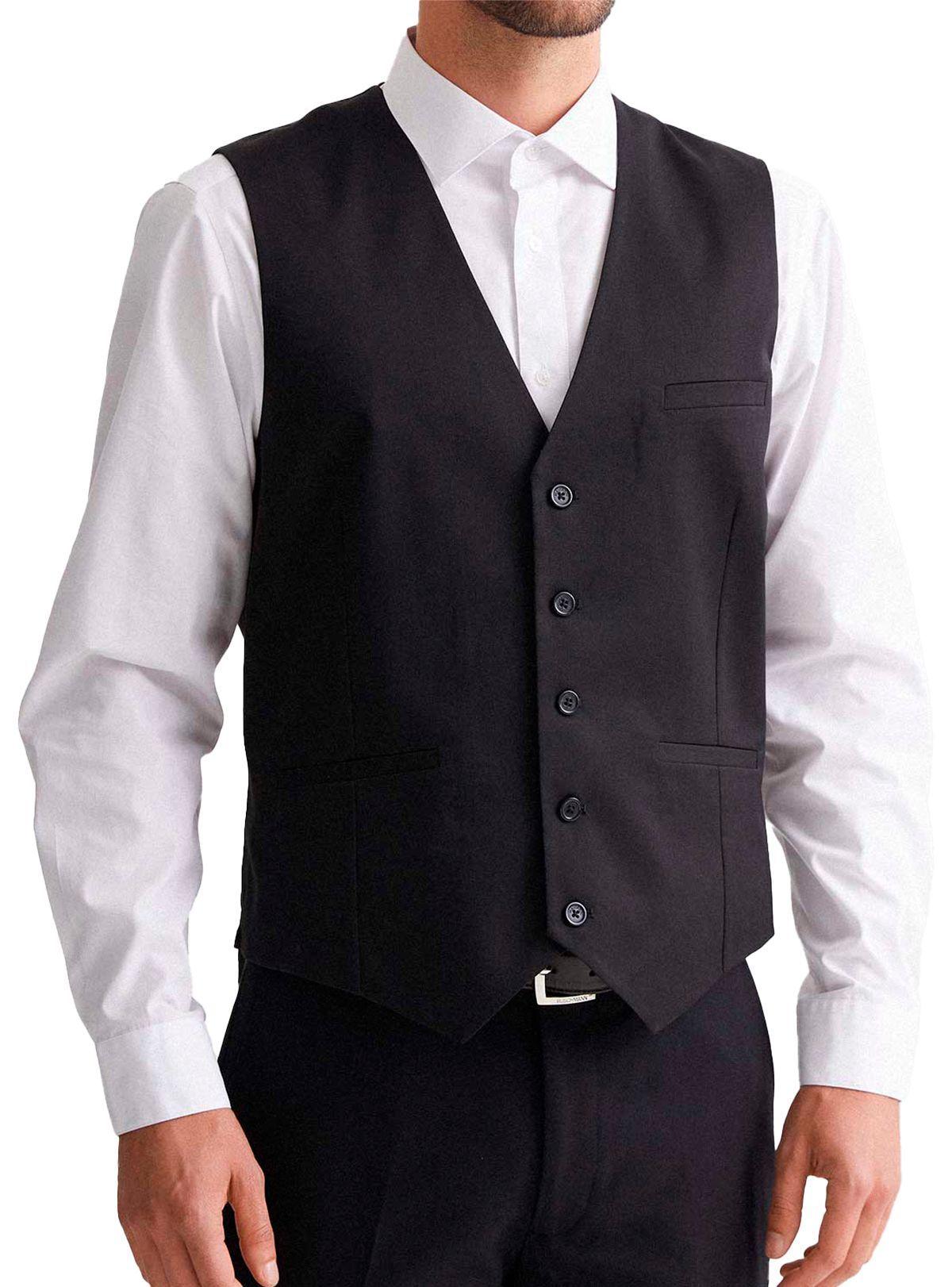 Gilet Hombre Clásico Negro Ajustable Chaqueta Formal Sin Mangas Matrimonio-0