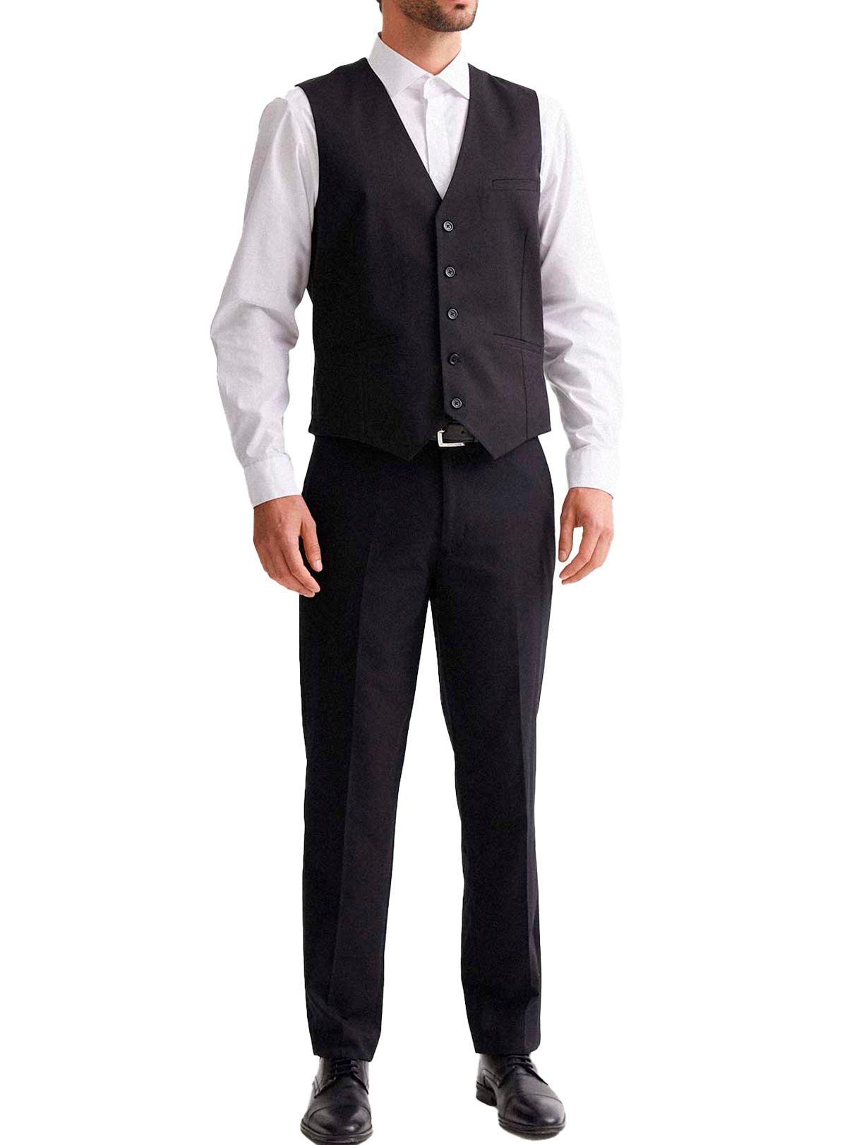 Gilet Hombre Clásico Negro Ajustable Chaqueta Formal Sin Mangas Matrimonio-3