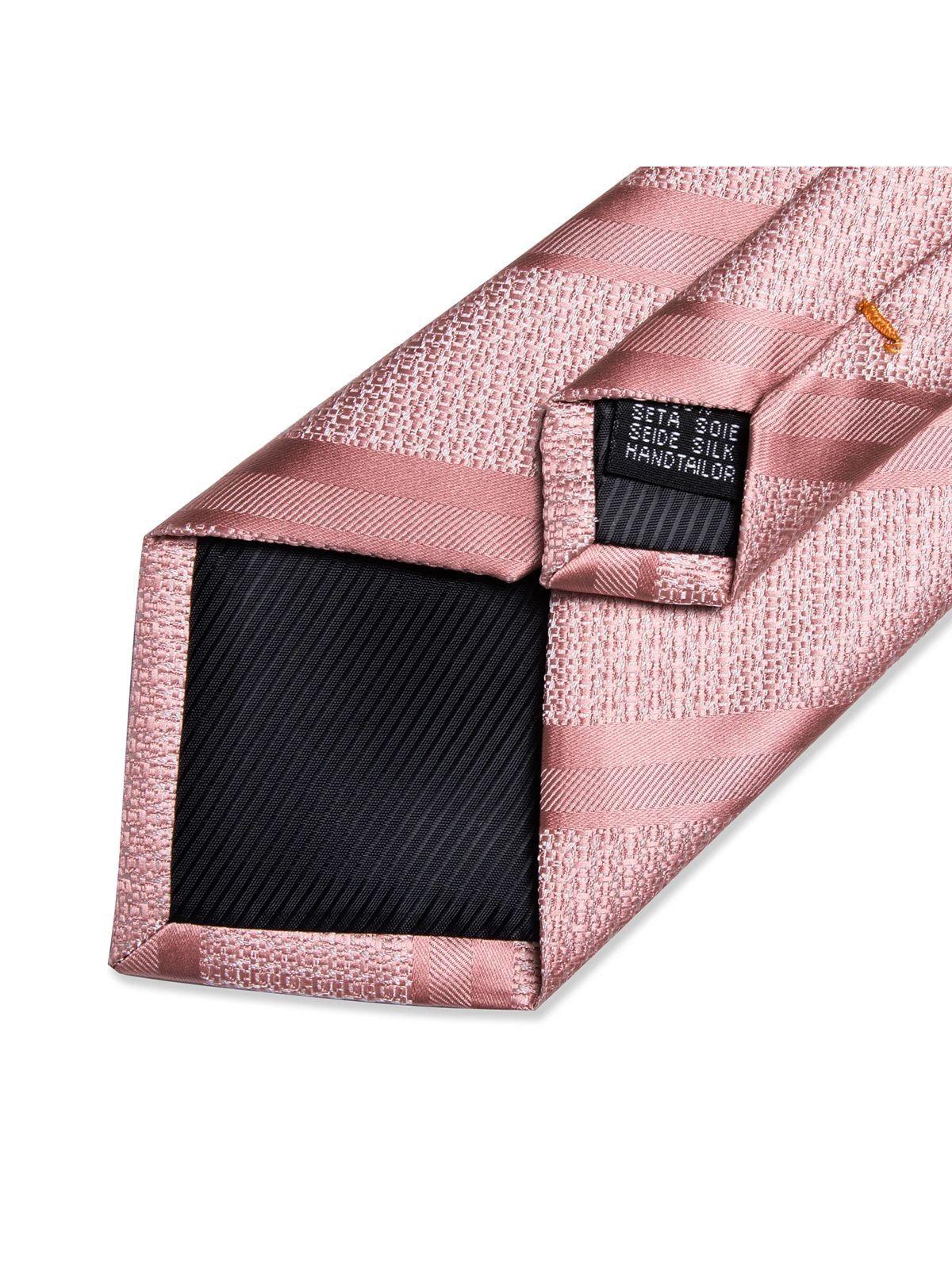 Corbata Hombre Seda + Paño + Colleras formal. Modelo Oro Rosa-3