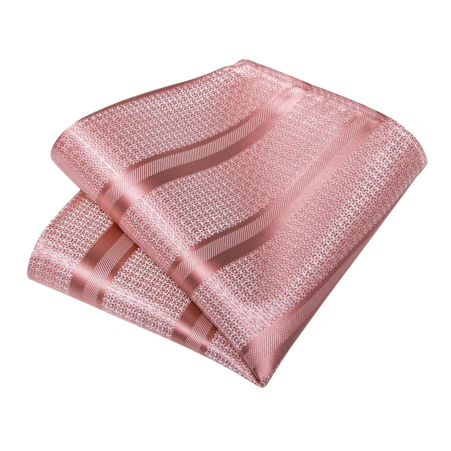Corbata Rosada hombre seda con paño y colleras Modelo Oro Rosa-3