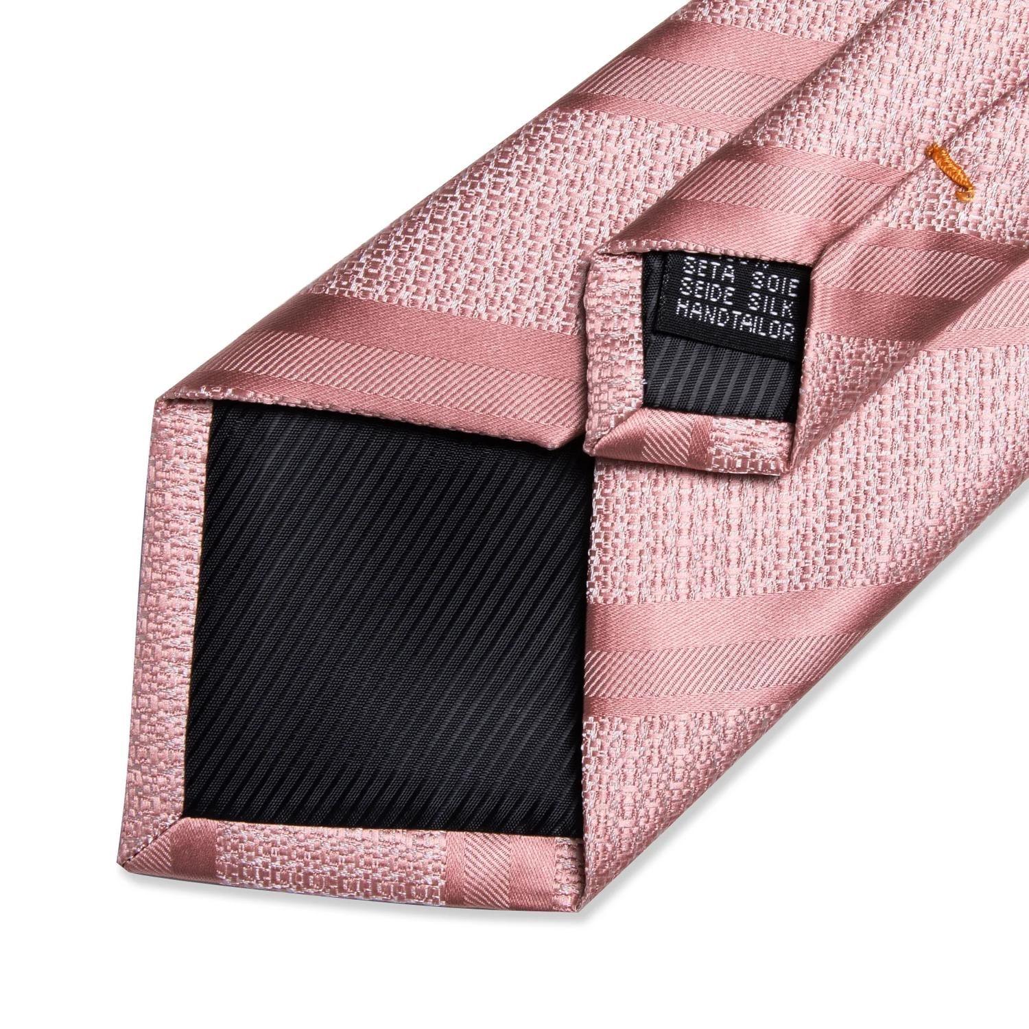 Corbata Rosada hombre seda con paño y colleras Modelo Oro Rosa-4