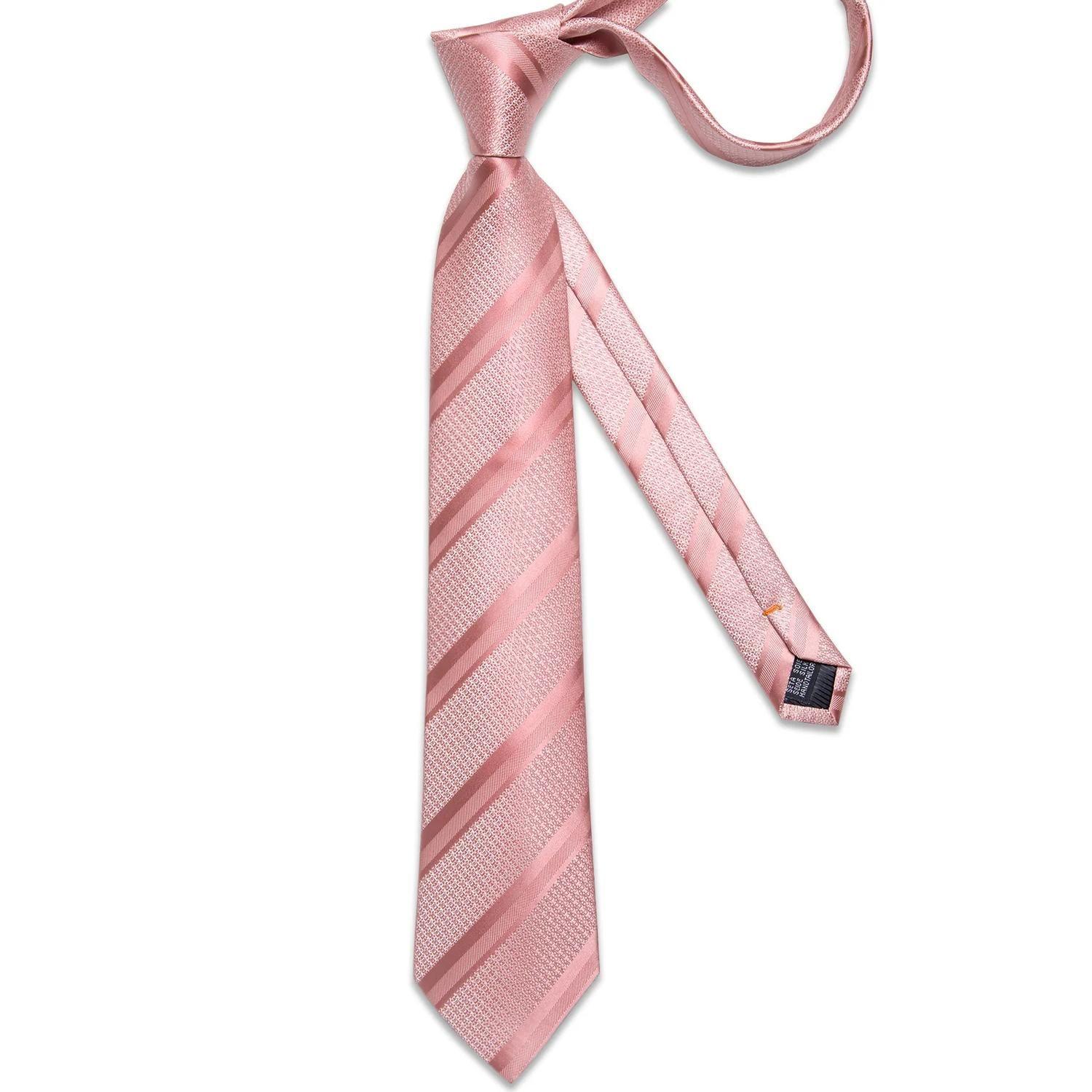 Corbata Rosada hombre seda con paño y colleras Modelo Oro Rosa-5