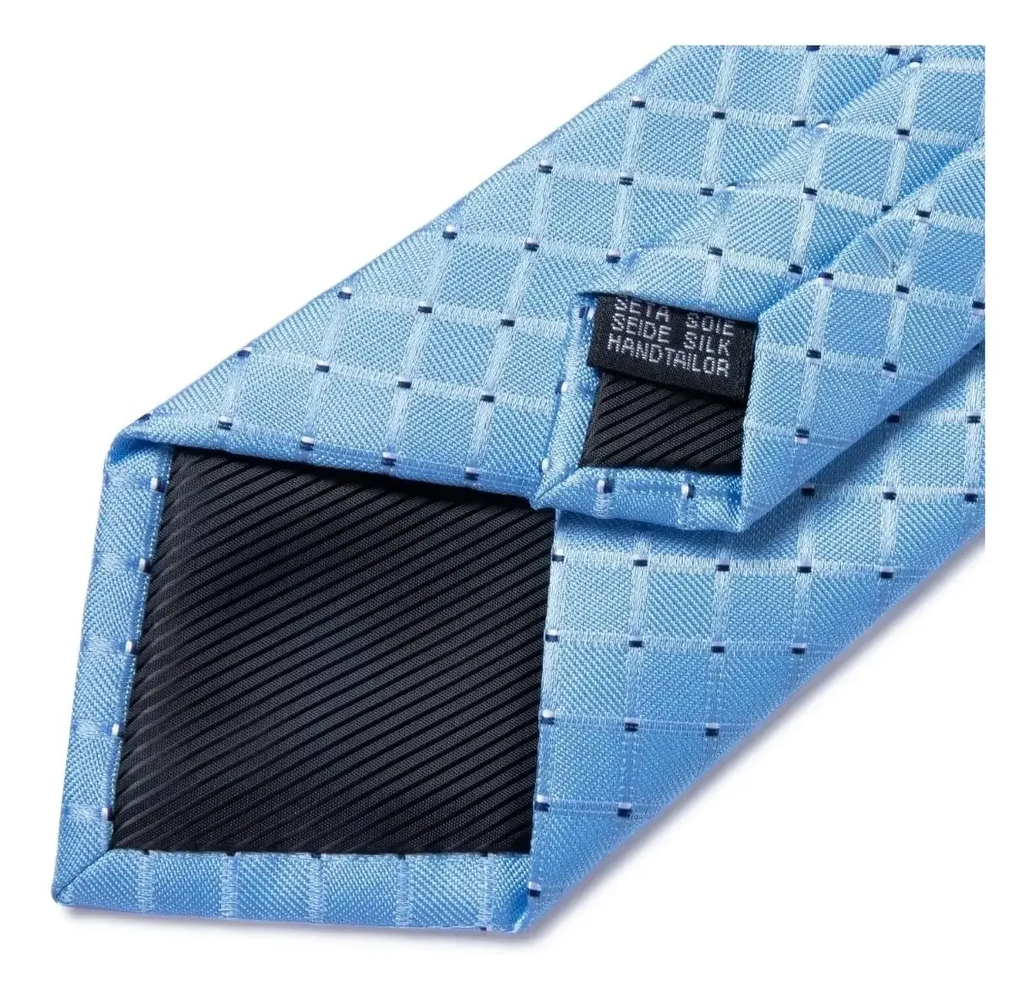 Set Corbata Seda Celeste Hombres, Paño Y Colleras. Blue Sky-3