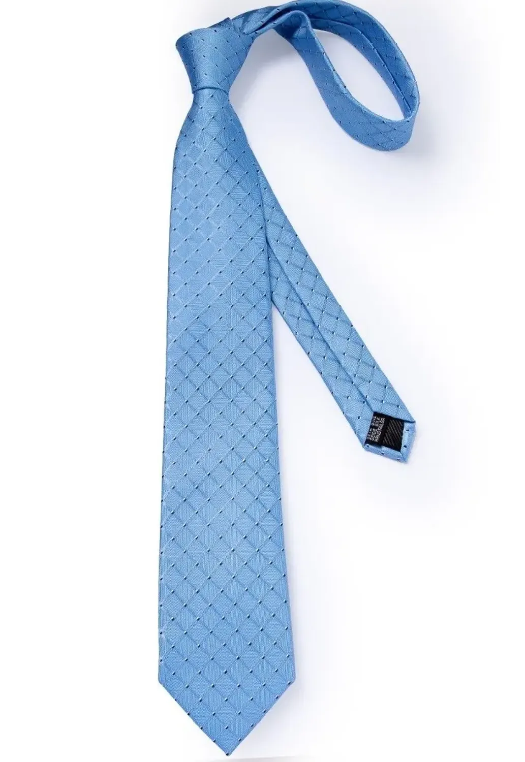 Set Corbata Seda Celeste Hombres, Paño Y Colleras. Blue Sky-4