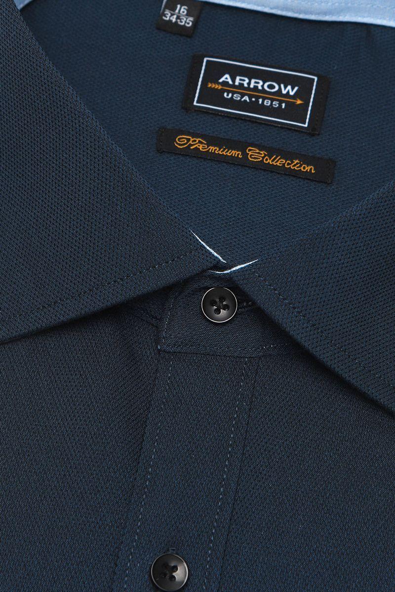 Camisa Azul Oscuro Formal Slim Fit Spandex Hombre Cuello Italiano ARROW-1