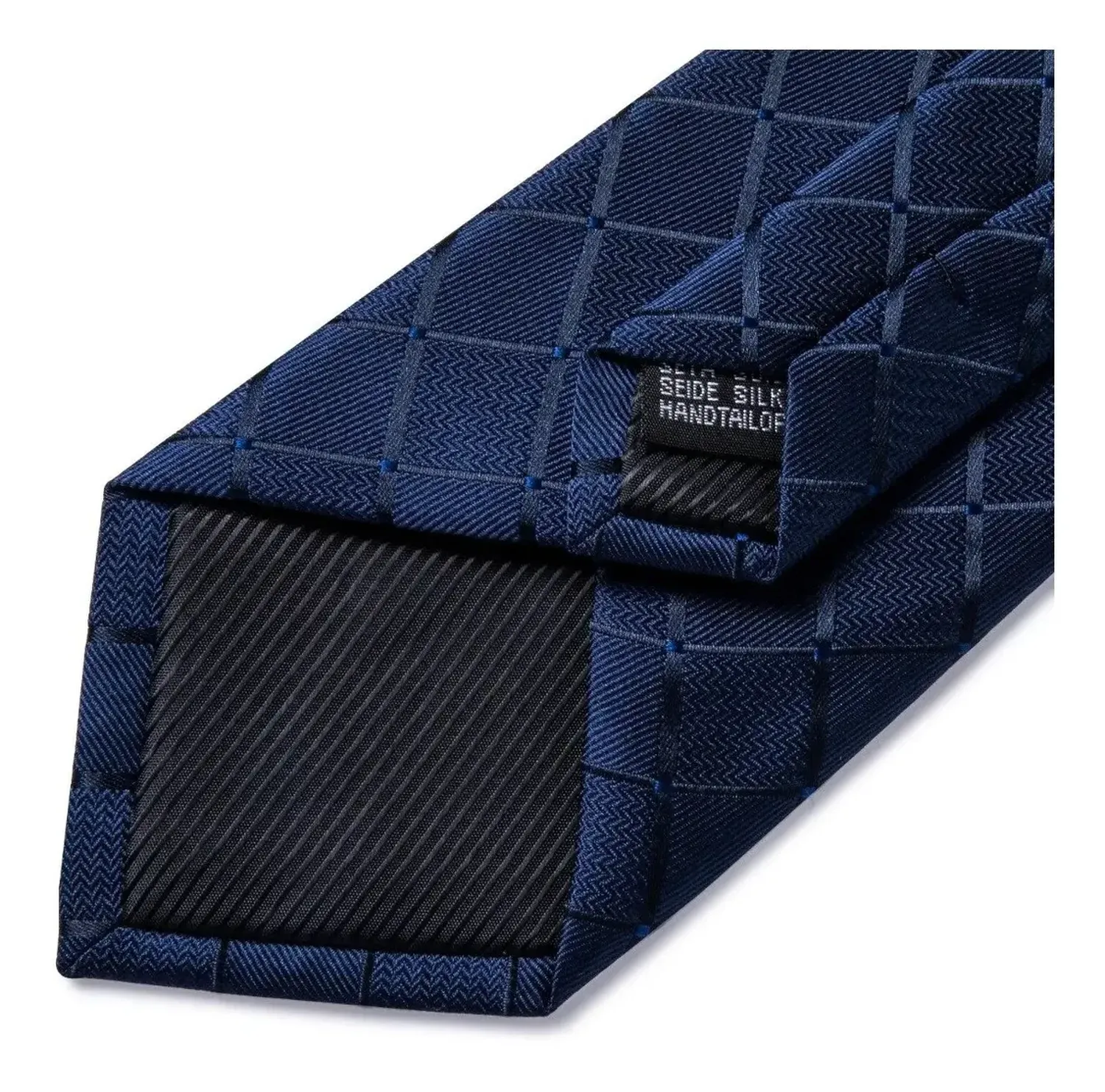 Corbata Azul Seda Hombres, Set con Paño Y Colleras.-4