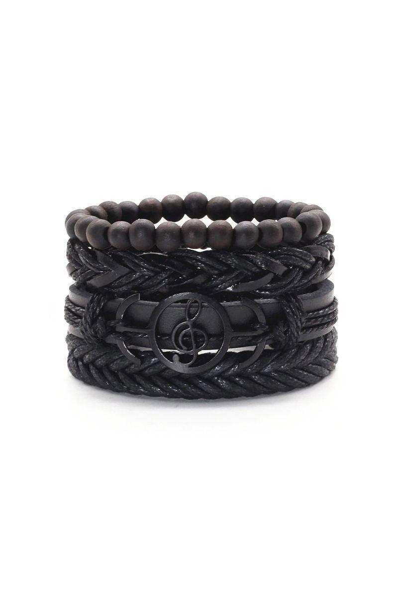Pulsera Cuero Unisex. Modelo Musical Treble Cleaf-0