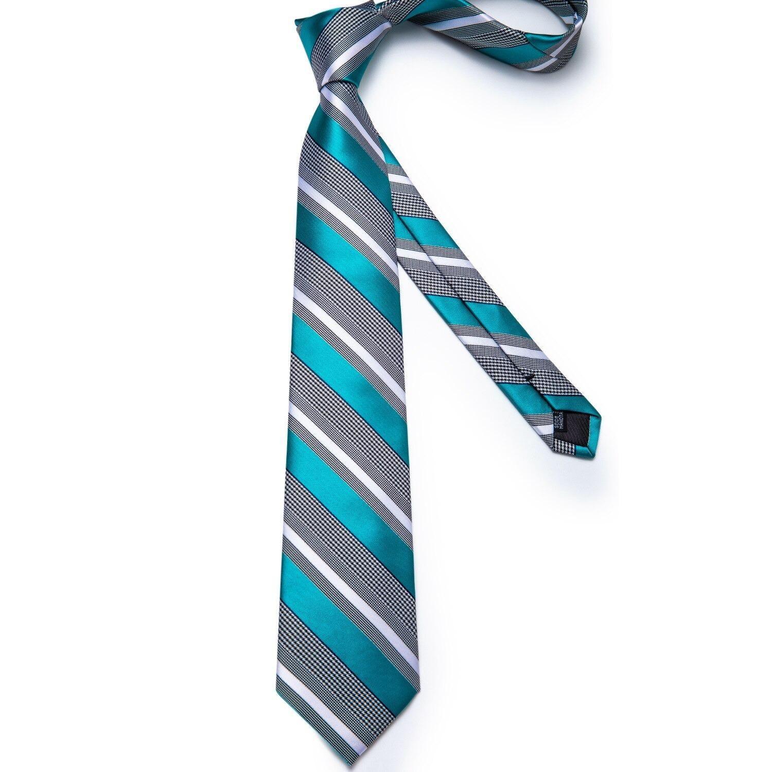 Corbata formal a rayas hombre seda con paño y colleras Calipso Gris-3