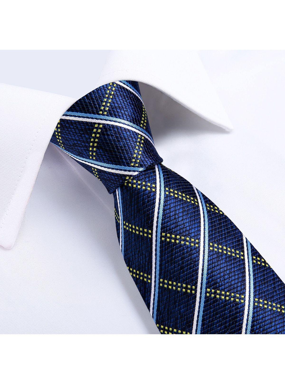 Corbata Hombre Seda + Paño + Colleras formal. Modelo Oceano Azul-2