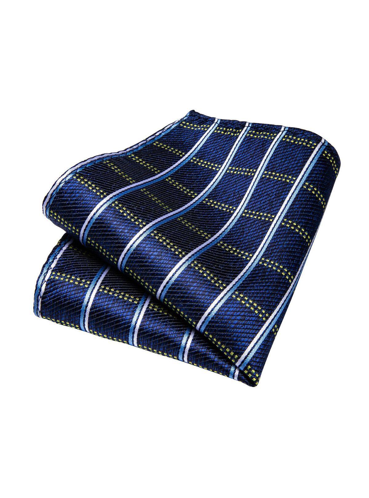 Corbata Hombre Seda + Paño + Colleras formal. Modelo Oceano Azul-3