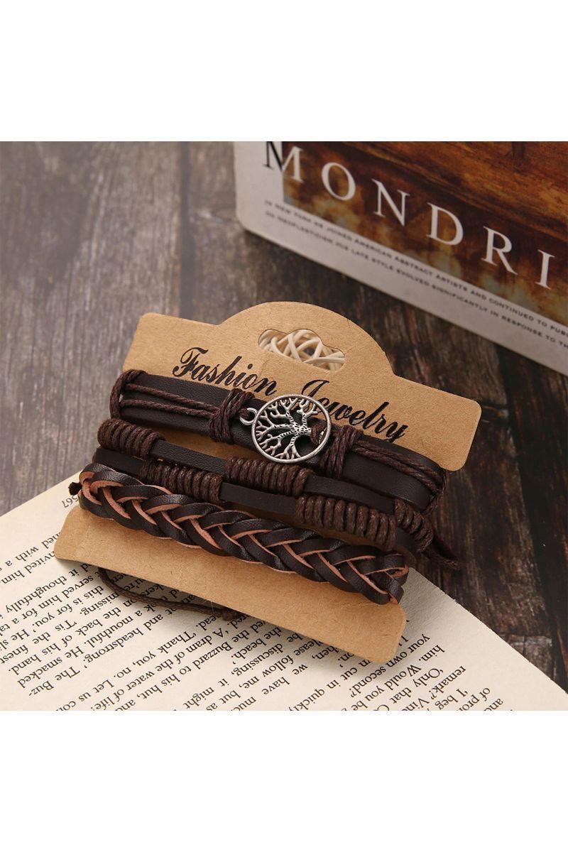 Pulsera Cuero Café Unisex. Modelo Árbol de la Vida-4