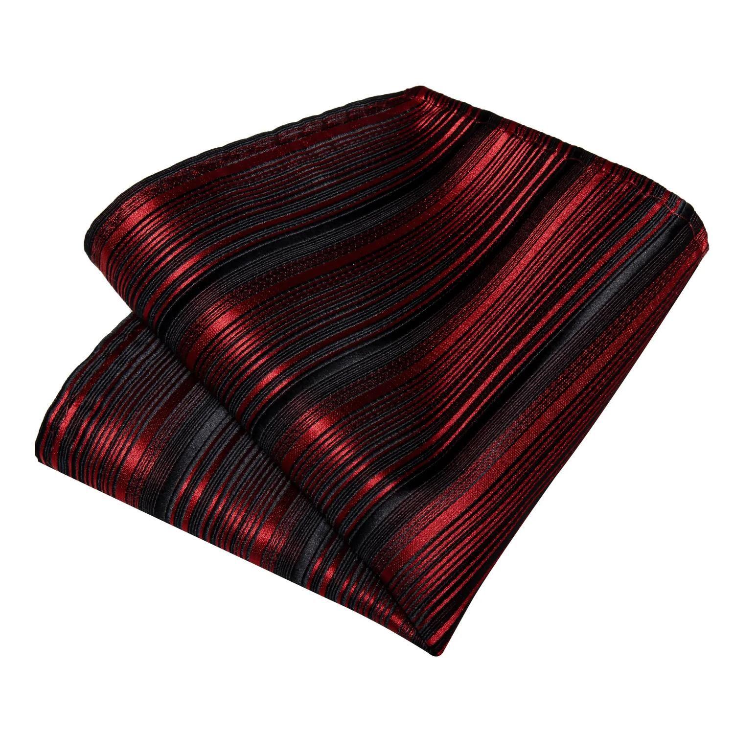 Corbata seda hombre con paño y colleras Modelo Rojo Negro-3