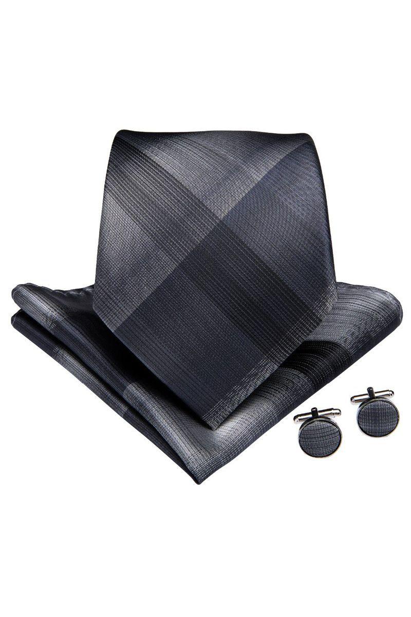 Set Corbata + Paño + Collera formal hombre. Modelo Gris Cenizas-3