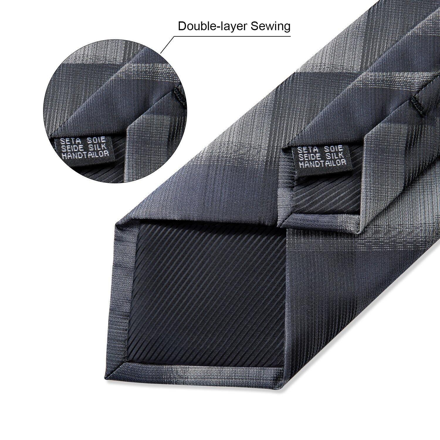 Corbata gris oscuro seda formal hombre paño y colleras Gris Cenizas-4