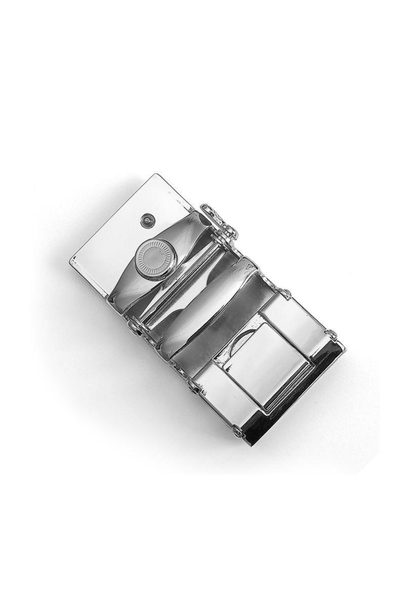 Cinturon ejecutivo automatico cuero negro hombre. Salib Plateado-2