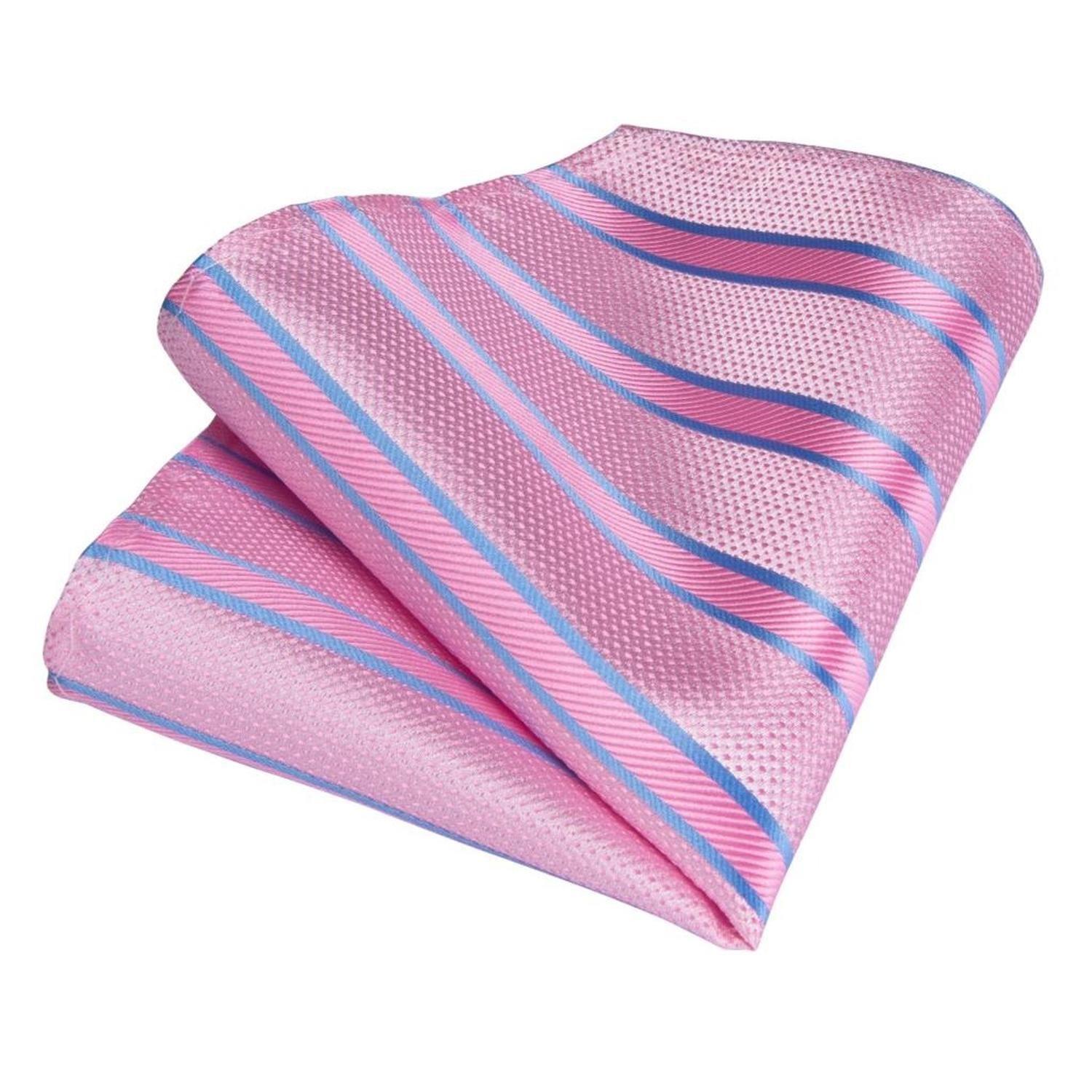 Corbata formal a rayas seda hombre paño y colleras Rosa y Celeste-3