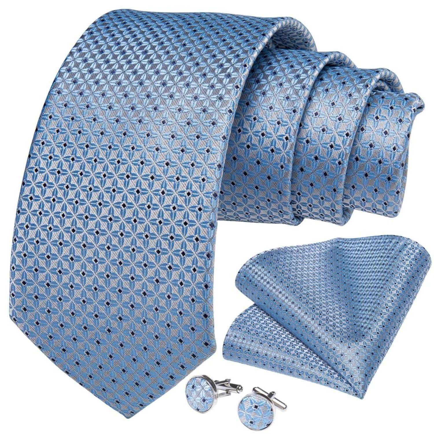 Corbata celeste formal hombre paño y colleras Celeste Diamantes-0