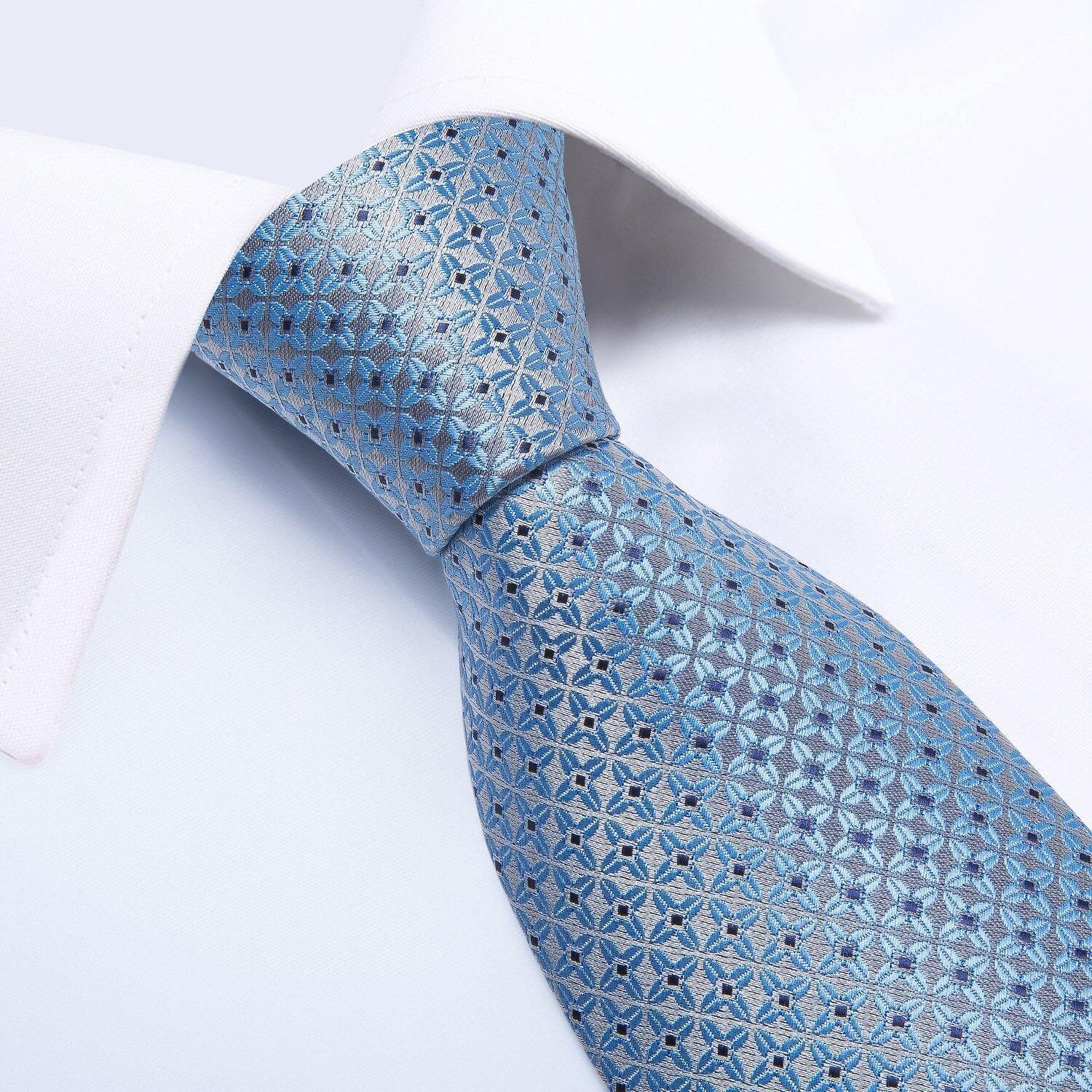 Corbata celeste formal hombre paño y colleras Celeste Diamantes-2
