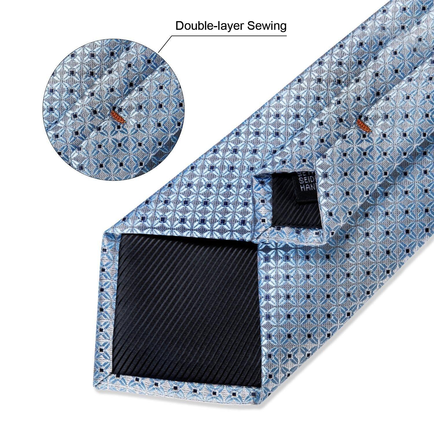 Corbata celeste formal hombre paño y colleras Celeste Diamantes-3