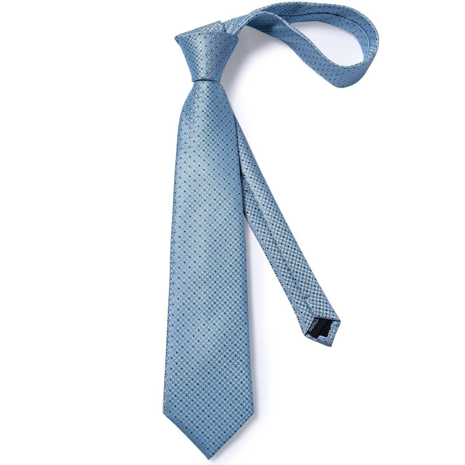 Corbata celeste formal hombre paño y colleras Celeste Diamantes-4