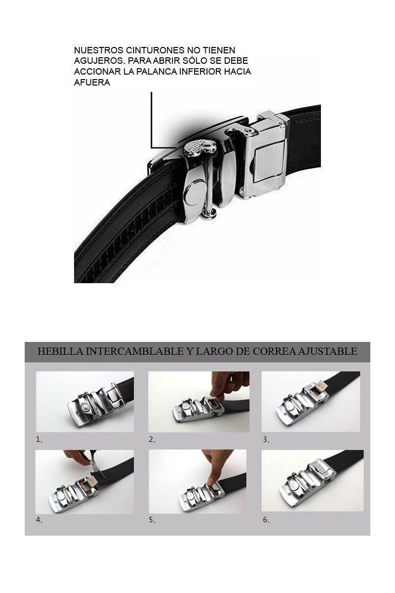 Cinturon ejecutivo automatico cuero negro hombre. Cheng Black-5