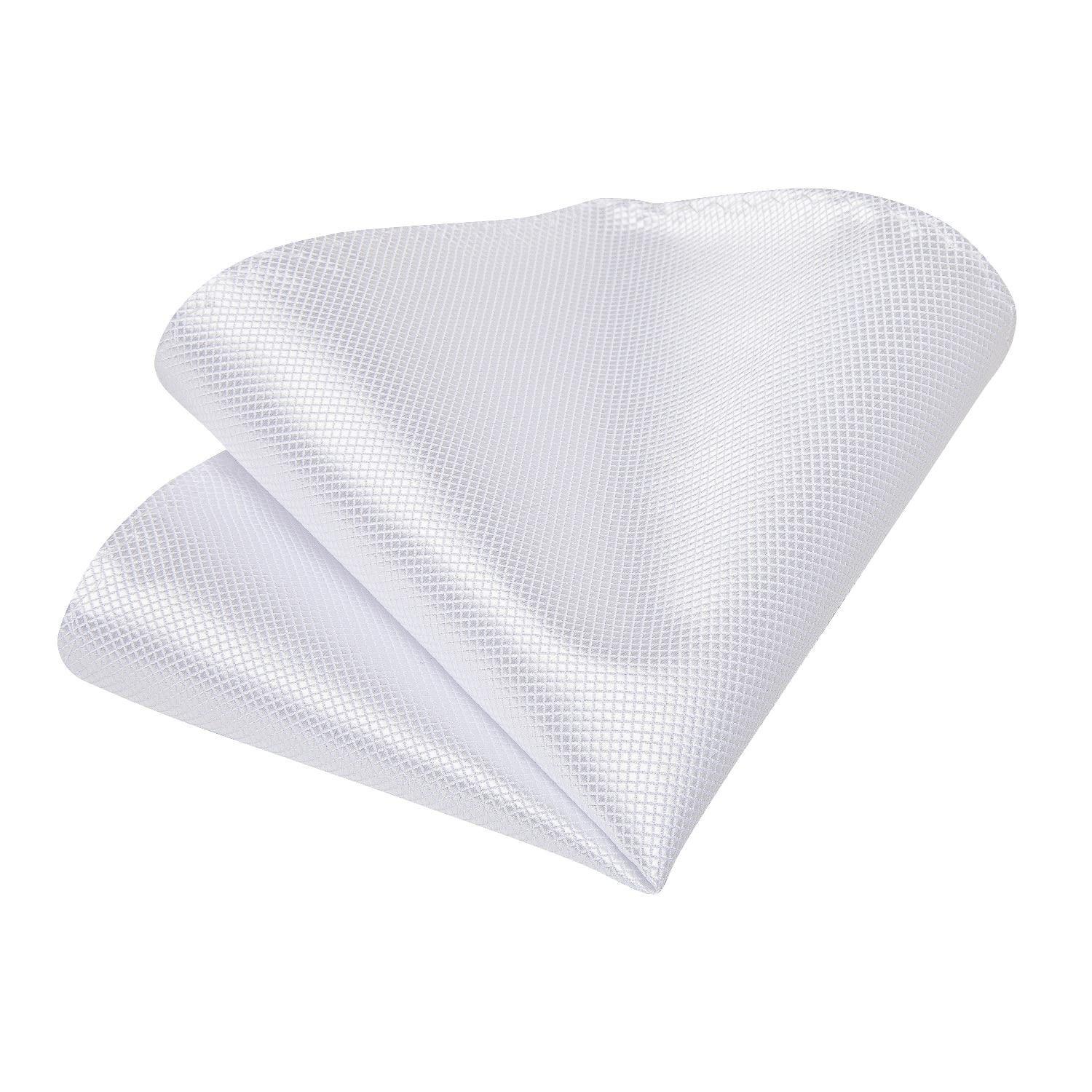 Corbata blanca seda formal hombre seda con paño y colleras Blanco Classic-4