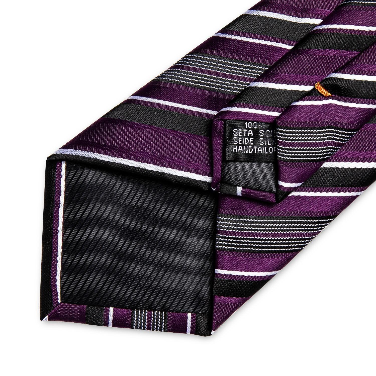 Corbata morada hombre paño y colleras Morado Rayas-4