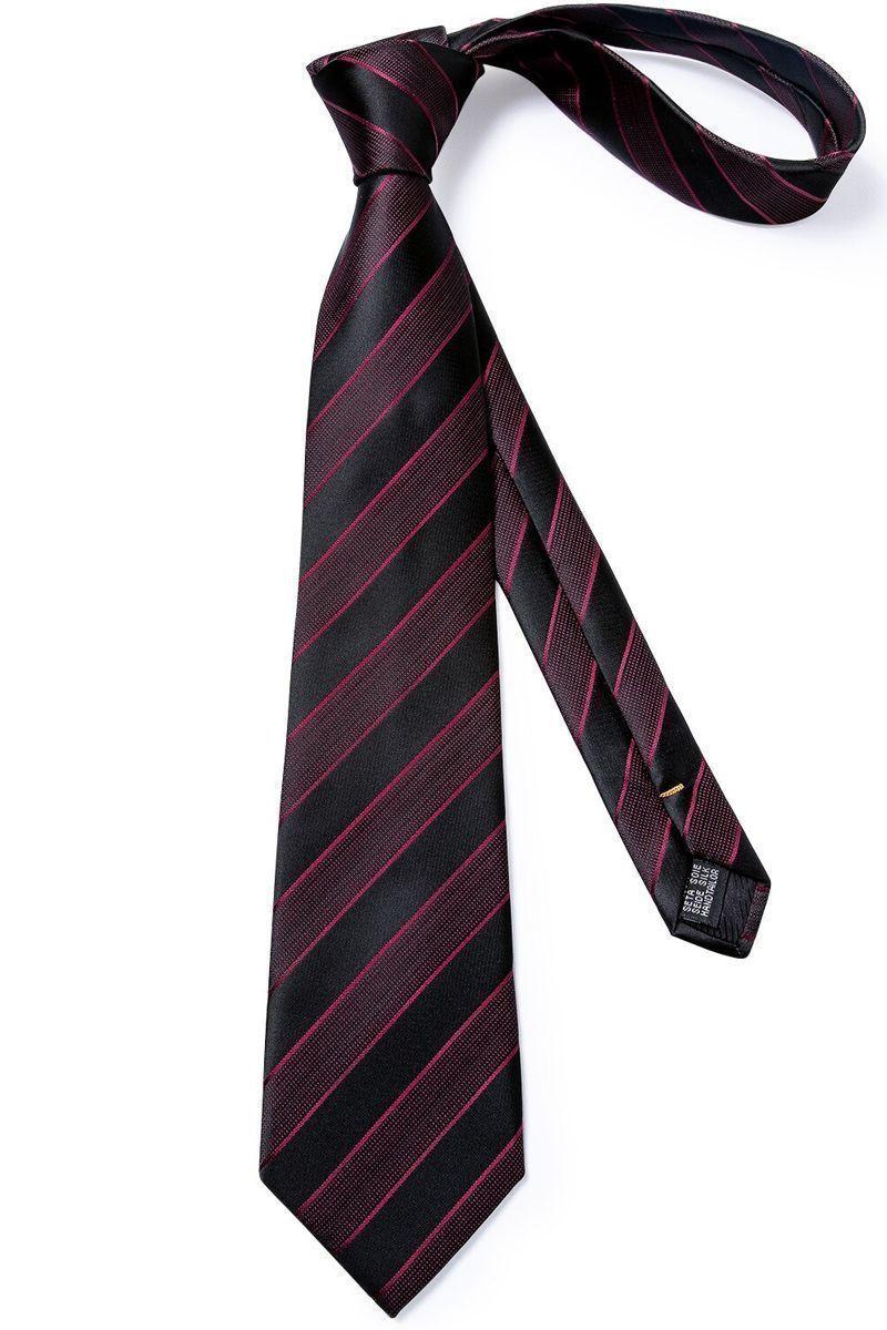 Set Corbata + Paño + Collera formal hombre. Modelo Vino Negro-4