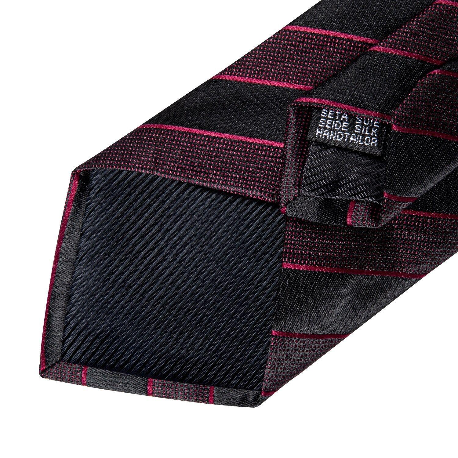 Set Corbata + Paño + Collera formal hombre. Modelo Vino Negro-3