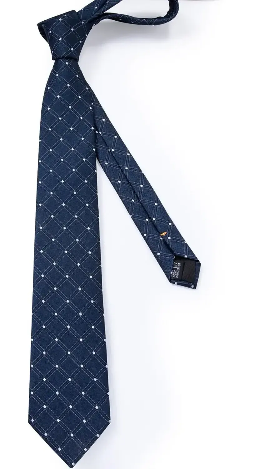 Corbata Seda Azul Oscuro Hombres, Paño Y Colleras. Night Ocean.-4