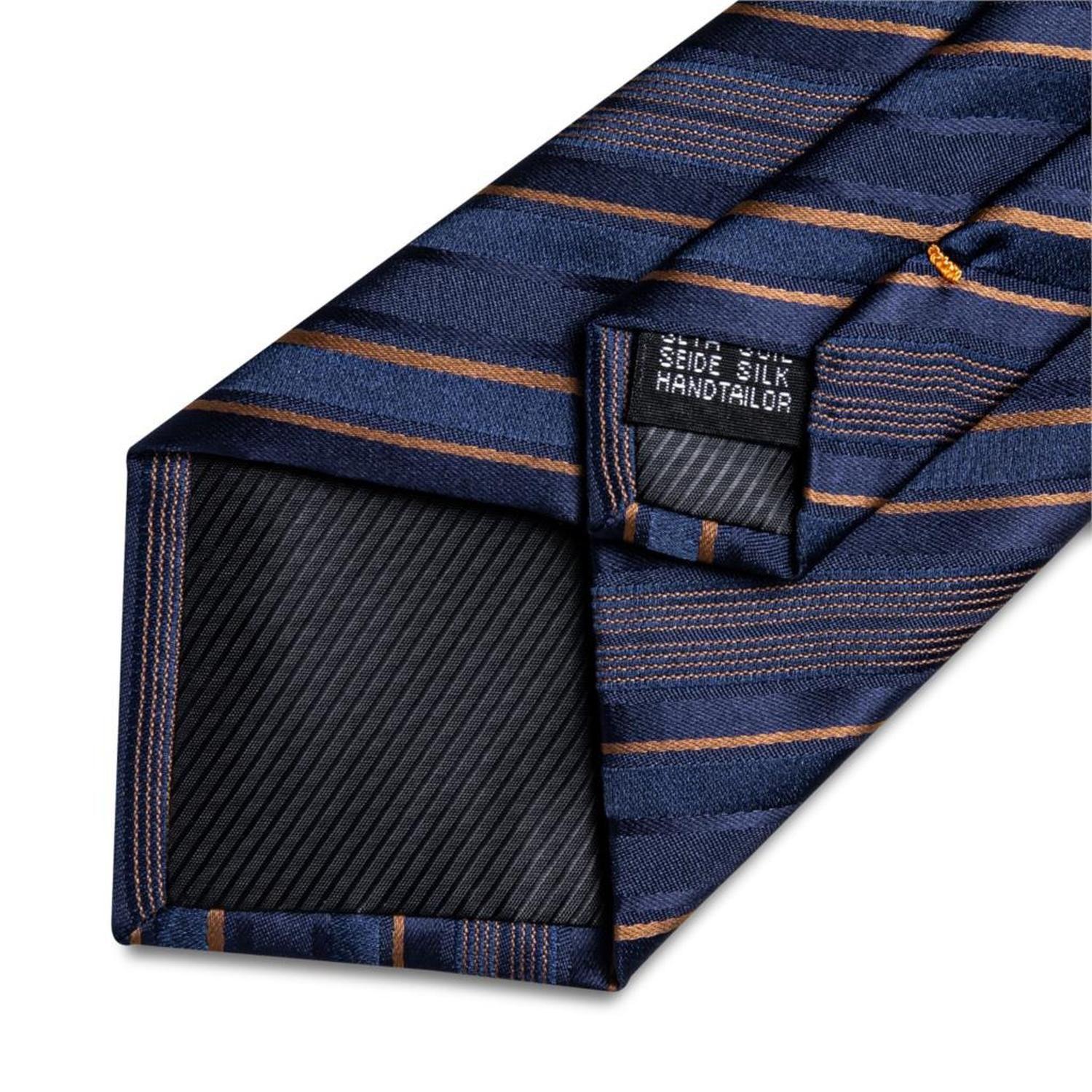 Corbata Azul y dorado seda hombre paño y colleras Modelo Mar Dorado-3