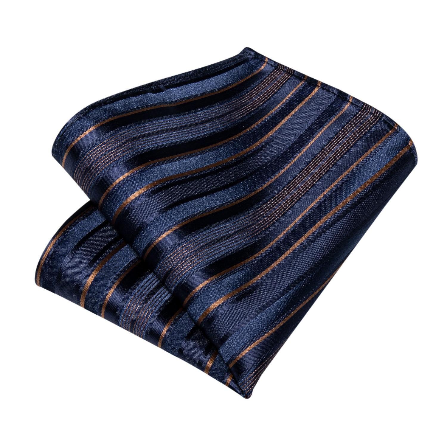 Corbata Azul y dorado seda hombre paño y colleras Modelo Mar Dorado-4