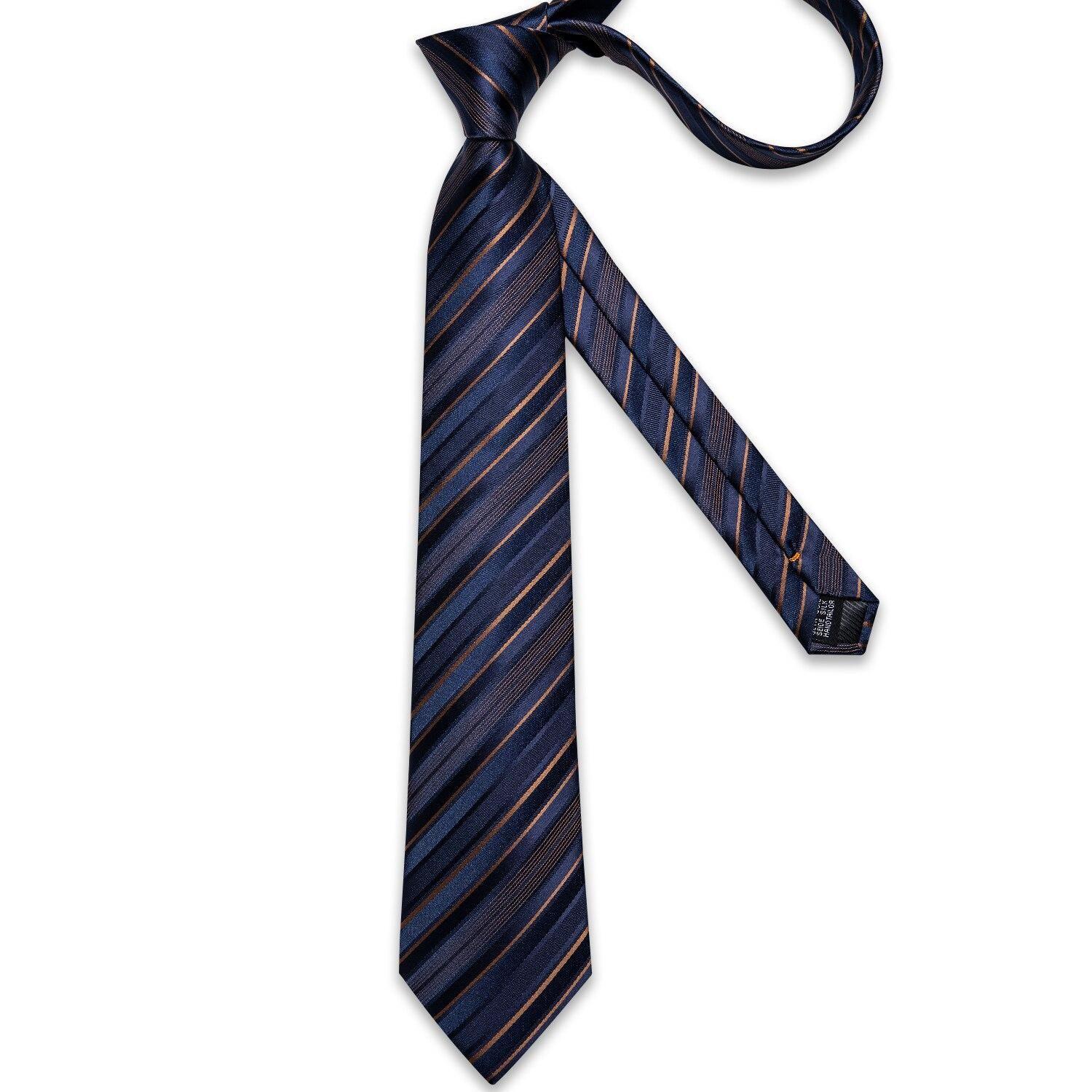 Corbata Azul y dorado seda hombre paño y colleras Modelo Mar Dorado-5