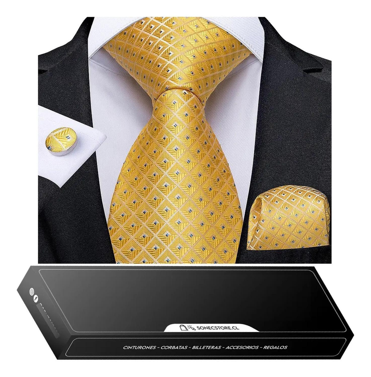 Corbata Hombres + Paño + Colleras. En Caja Para Regalo Papá-0