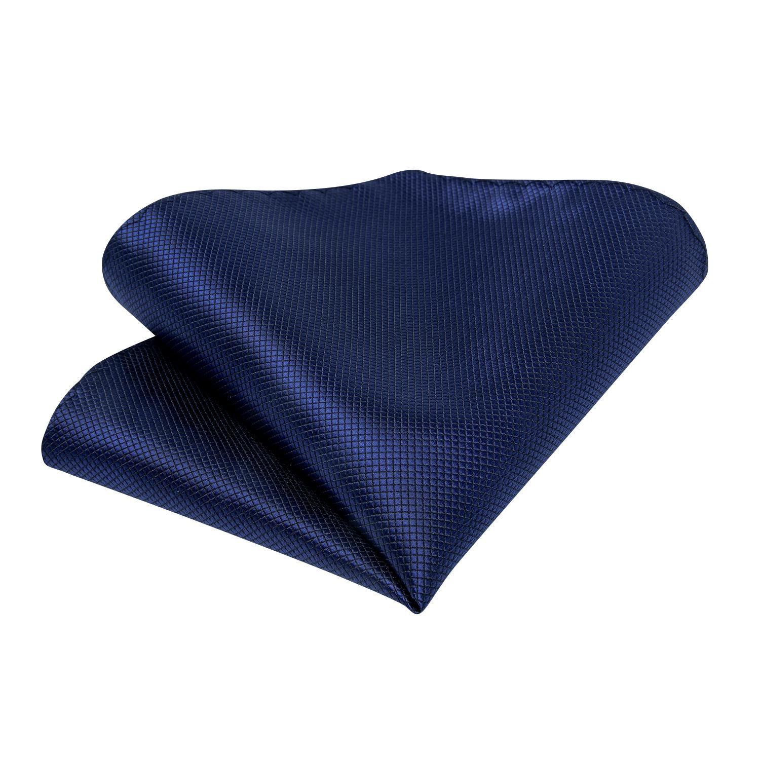 Corbata Azul hombre seda con pañuelo y colleras Modelo Azul Classic-3