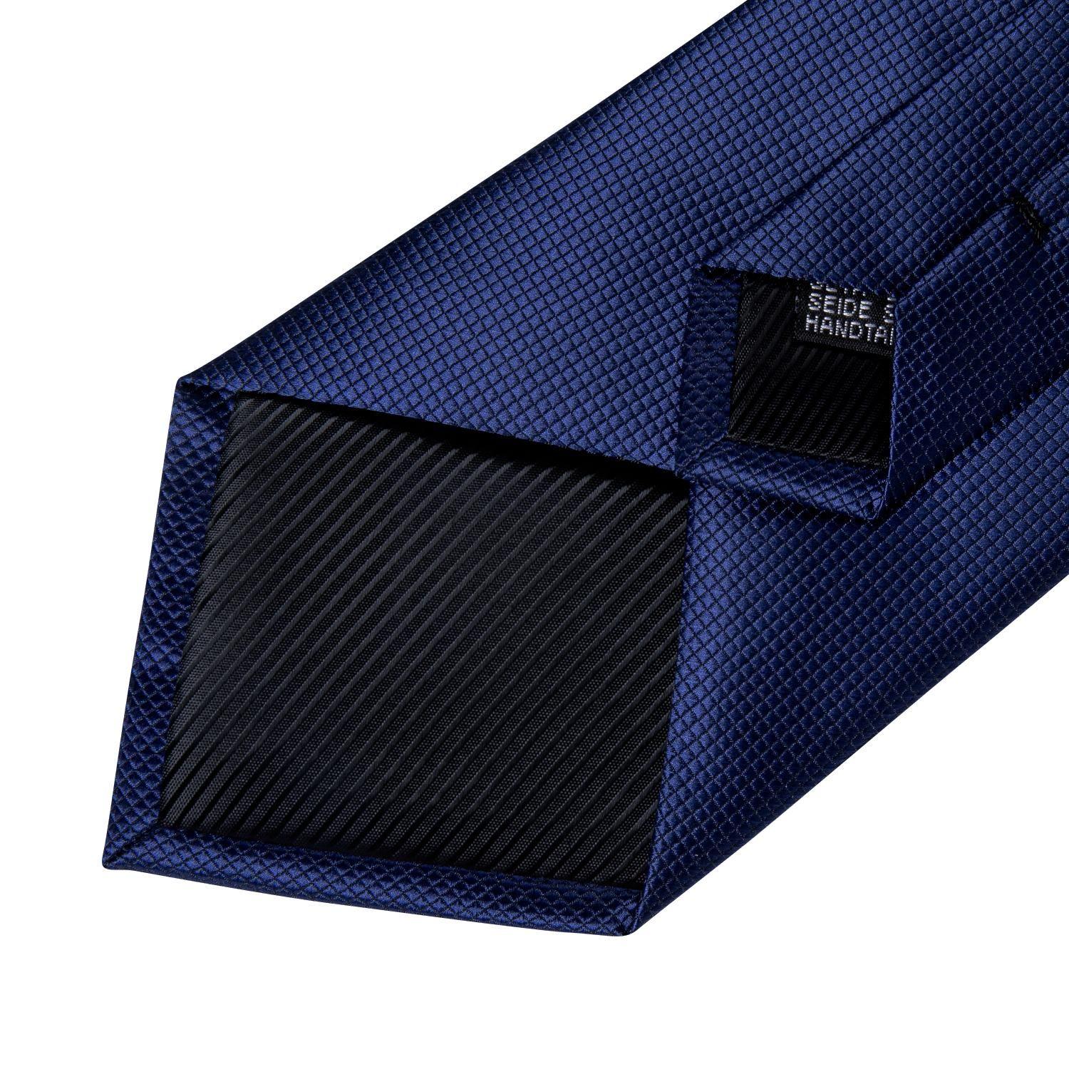 Corbata Azul hombre seda con pañuelo y colleras Modelo Azul Classic-4